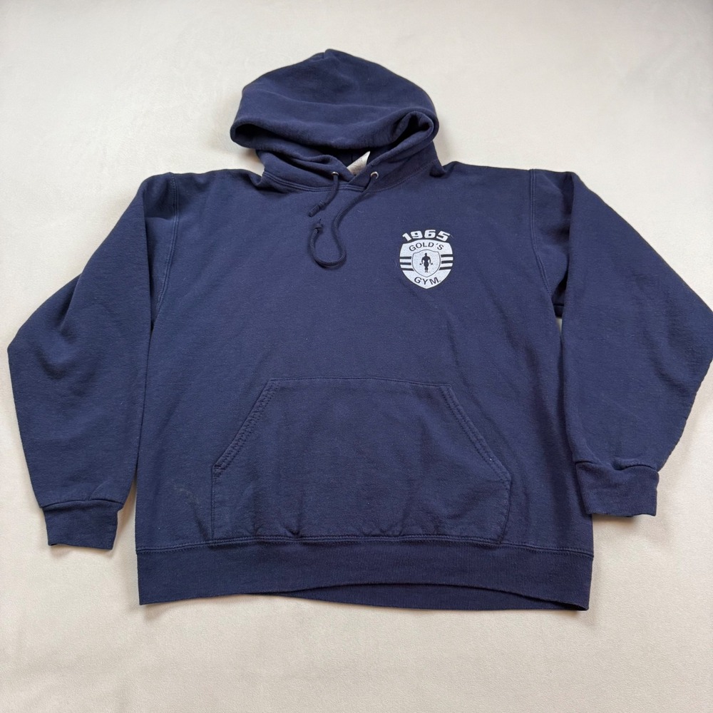Gold's Gym 1965 Pullover Hoodie Mens Medium Jerzees Navy Blue Sweatshirt